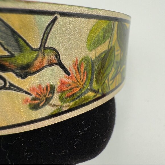 Sue Coleman Artisan Copper Cuff Bracelet with Hummingbird Floral Design Vintage - Picture 10 of 13